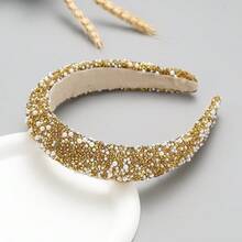 1入時尚復古寬頭帶,鑲嵌著鑽石和人造珍珠,適合女性日常佩戴