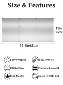 Upgraded Patio Heater Reflector Shield (3 Panels), 15" Height Heat Focusing Reflector for Round Natural Gas and Propane Patio Heaters - for Extra Heat Reflecting Power, Heating Reflector for Directional Heating - Silver - View 2