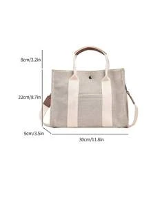 Canvas Minimalist Large Capacity Foldable Women's Shoulder Bag - White - View 6