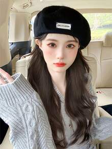【逃出千金】金屬標籤貝雷帽假髮,女式豐富貼標籤貝雷帽假髮一件通 - 黑色 - 查看 2
