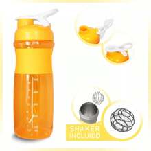 Botella Mezcladora Shaker Gym Deporte Termo Proteina - Naranja - Ver 2