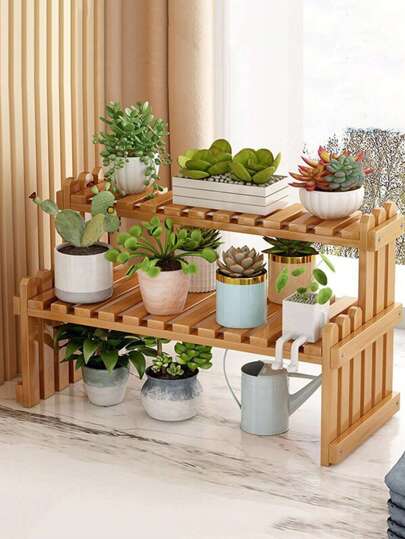 1pc Single/double Layer Window Sill Succulent Flower Plant Stand, Floor Standing Indoor Shelf, Multilayer Tabletop Ornament Storage Rack For Office Or Home Decor