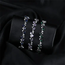 1pc Super Shiny Crystal & Cubic Zirconia Floral Design Multi-layer Bracelet - Purple - View 2