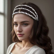 1 件簡約風格水鑽頭帶,手工新娘婚禮髮飾,閃亮、優雅、奢華,適合日常佩戴和節日裝飾