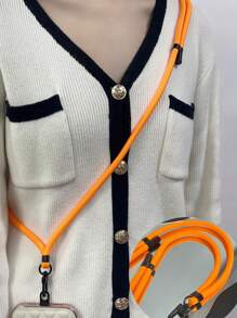 1個可調節的厚黑色金屬配件防丟手機殼掛繩,可掛在肩膀、脖子或手腕上 - 珊瑚橙 - 查看 1