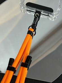 1個可調節的厚黑色金屬配件防丟手機殼掛繩,可掛在肩膀、脖子或手腕上 - 珊瑚橙 - 查看 3