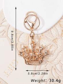 1個別致的水晶黑色皇冠造型鑰匙圈,適用於車用/包裝飾 - 黑色 - 查看 5