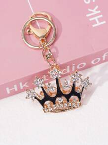 1個別致的水晶黑色皇冠造型鑰匙圈,適用於車用/包裝飾 - 黑色 - 查看 1