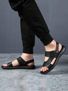 全新男士夏季涼鞋,雙用途防滑軟底戶外和休閒沙灘拖鞋 - 黑色 - 查看 4