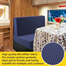 2入組深藍色萬能現代彈性玉米絨坐墊套,適用於房車、露營車、長車凳,全季節適用 - 藏青色 - 查看 2