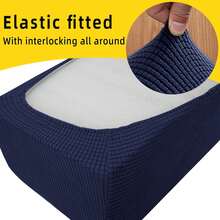 2入組深藍色萬能現代彈性玉米絨坐墊套,適用於房車、露營車、長車凳,全季節適用 - 藏青色 - 查看 4