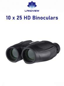 10倍25口袋式望遠鏡,具有清晰的低光視力,適用於成人、兒童露營旅行觀光 - 黑色 - 查看 3