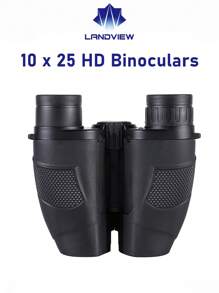 10倍25口袋式望遠鏡,具有清晰的低光視力,適用於成人、兒童露營旅行觀光 - 黑色 - 查看 2