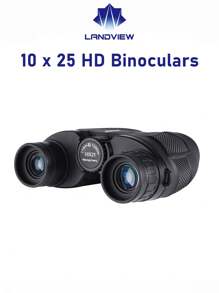 10倍25口袋式望遠鏡,具有清晰的低光視力,適用於成人、兒童露營旅行觀光 - 黑色 - 查看 4