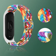 1入組可調式、彈性、尼龍編織智慧手錶帶，適用於小米手環8/7/6/5/4/3，具彈性 - 黑色 - 查看 3