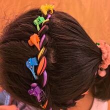 Kid's Cute Hair Tie, Mini Claw Clip, Ponytail Holder, Mixed Color, Adult, Braids, Twists, Hair Buns, Party, Travel, Bright, Scenery, School Performance, Art Show, College Girl, Lady, Elegant, Dating, Bohemian, Cornrows, Twisted Rope Hair Band - Multicolor - View 5