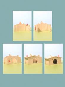 Solid Wood Hideout House & Triangular Roof Small House For Hamsters - Beige - View 4