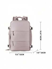 女士旅行後背包，大容量筆記本電腦背包，輕便短途商務旅行行李袋，登機後背包 - 藕粉色 - 查看 3