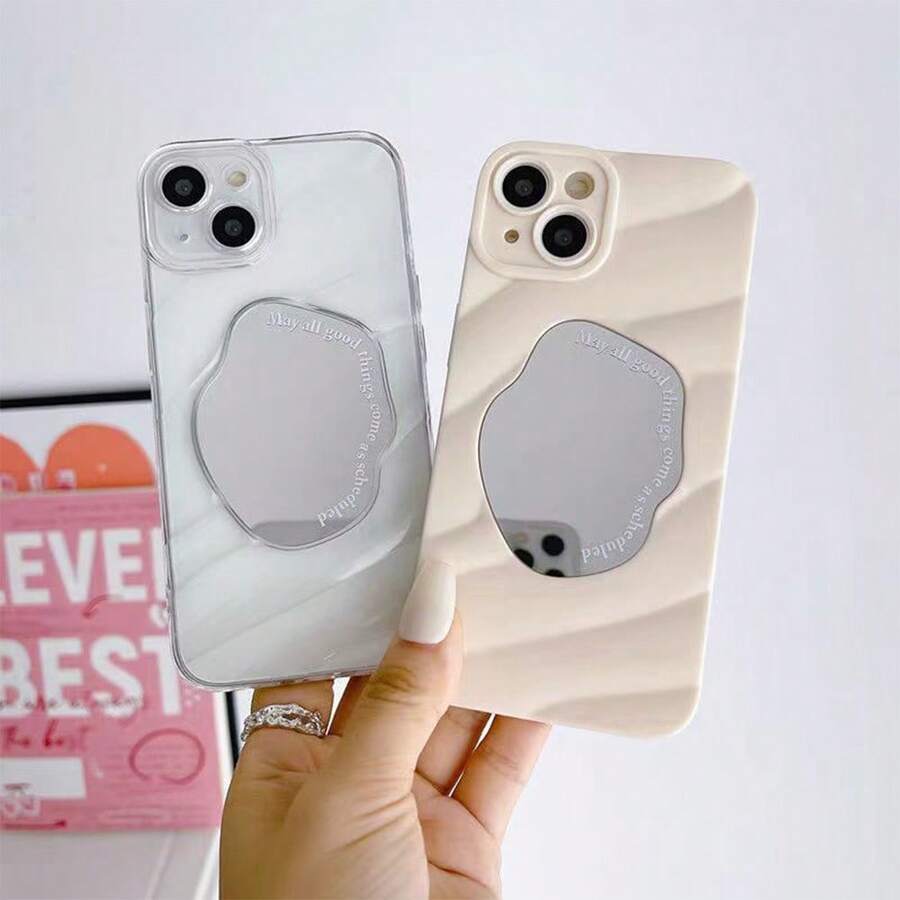 可愛的女孩鏡面手機殼,透明,適用於iphone15/15pro/15promax/14/13/12/11/xs Max系列,手機保護套 - 可愛女生鏡子手機殼 透明 - 查看 1