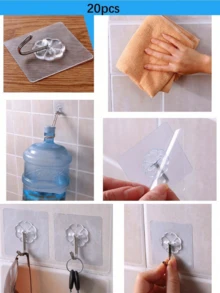 5入組透明自粘掛鉤,掛重物的牆掛,家用毛巾外套帽子鑰匙小物掛鉤,防水浴室廁所廚房客廳掛鉤