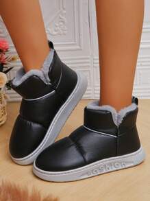 Giày cao đến mắt cá chân mềm mại dài sang trọng thoải mái dành cho nữ, Giày đi tuyết ấm áp và không thấm nước mùa đông có đế chống trơn trượt - màu đen - Xem 2