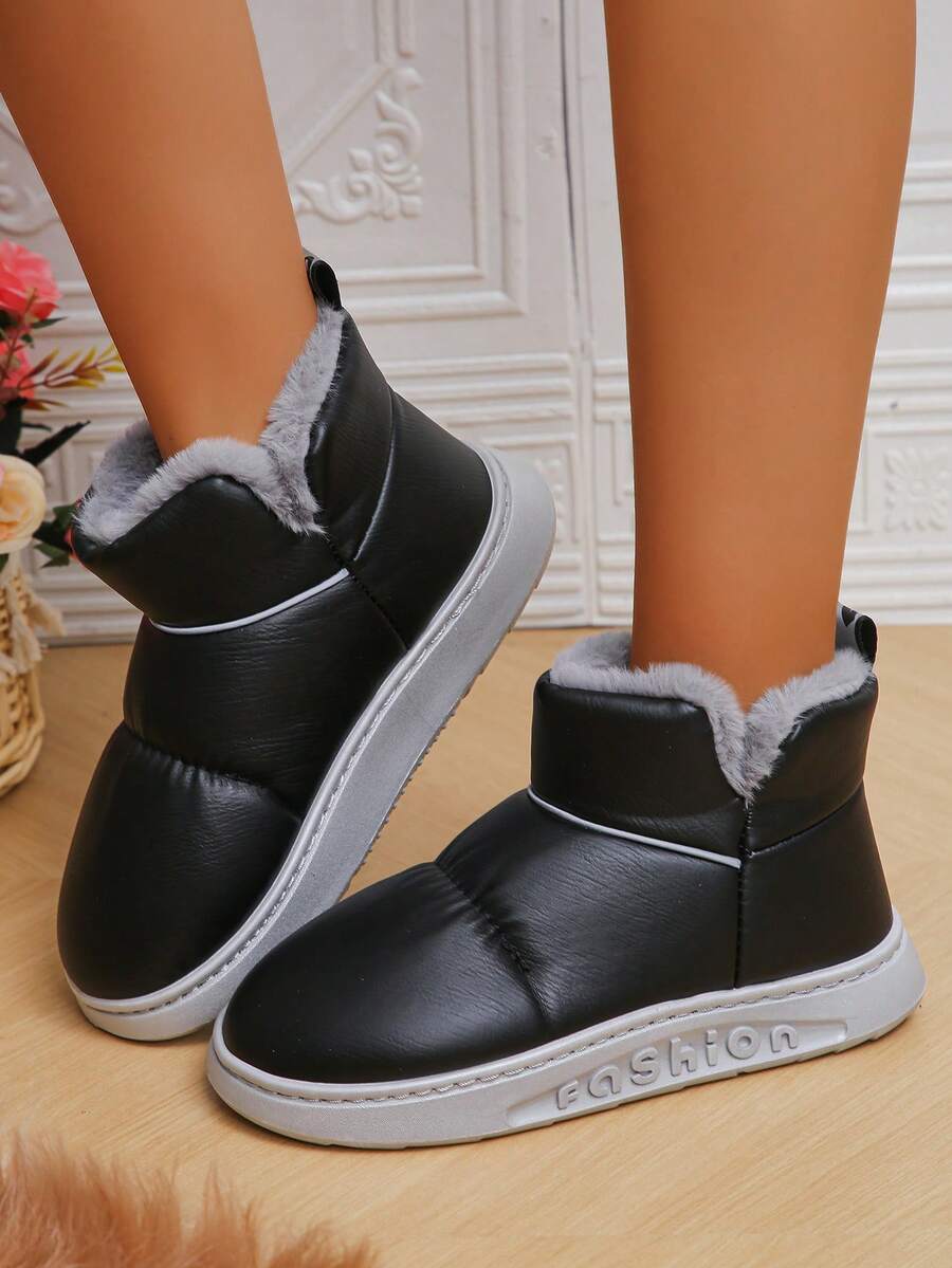 Giày cao đến mắt cá chân mềm mại dài sang trọng thoải mái dành cho nữ, Giày đi tuyết ấm áp và không thấm nước mùa đông có đế chống trơn trượt
