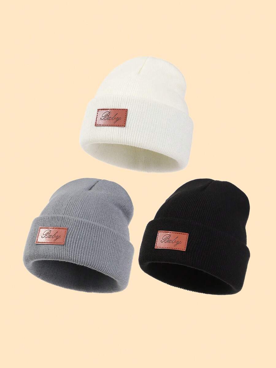 3pcs Soft & Cozy Knitted Hats For Winter Baby Ion - Multicolor - View 1