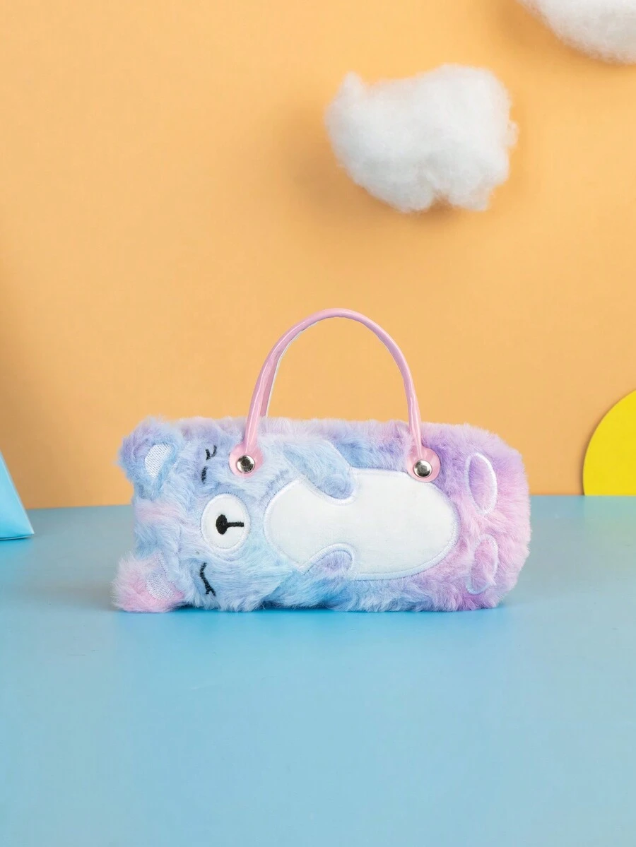 1入時尚漸變色毛絨眼鏡盒風格女孩手提包,可愛卡通角色設計 - 彩色 - 查看 1