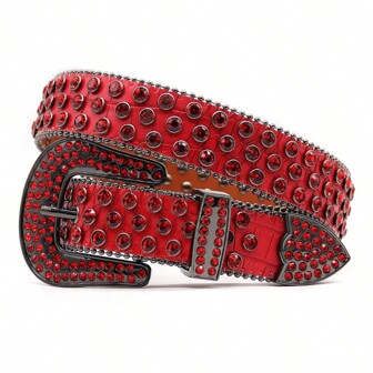 Rhinestone Studded Belt, Fashion Luxury Rhinestone Inlaid Sparkling Buckle Belt For Men, Punk Hip-Hop Y2K Style Casual, Business, Boyfriend Husband Father Dad Men Gift, Daily Wear, Fashion, Teen, Outdoor, Vacation, Athletic, Travel, Street, Boho, Vintage Fall, Autumn, Halloween Autumn-Winter Accessories,Suitable For Teens, Youth,Men,Casual, Outdoor, Athletic, Vacation, Graduation Gifts, Birthday, Daily Wear