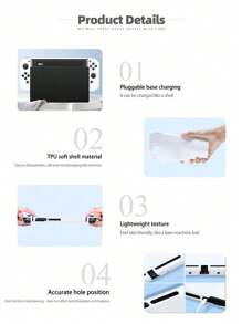 1pc Cartoon Pattern Switch Protective Case For Ns Game Console & Controller, Anti-fall Soft Shell Black Cover