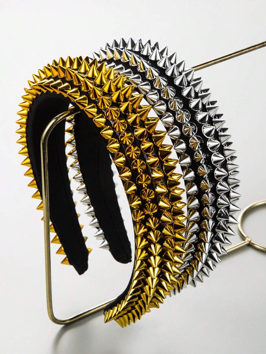 女性嘻哈風格海綿和鉚釘裝飾頭帶,巴洛克舞蹈表演髮飾