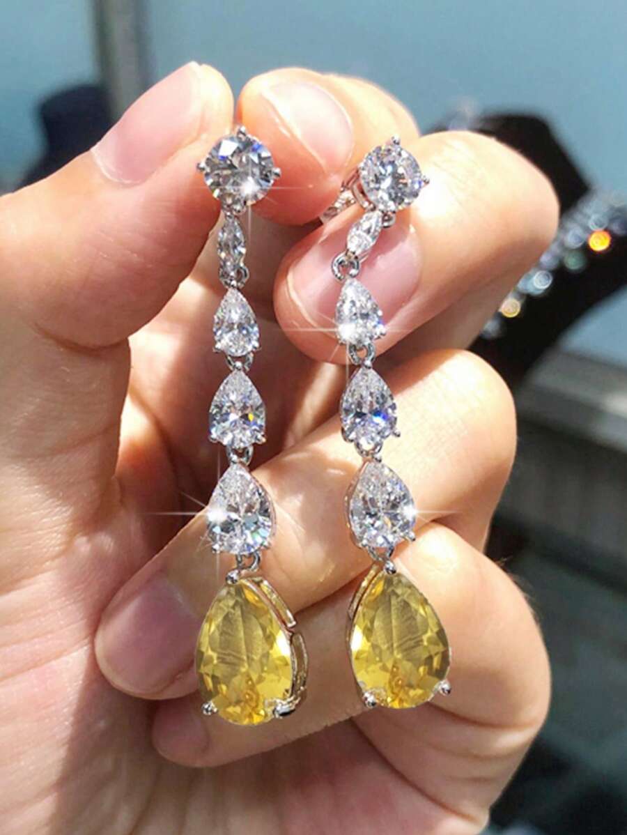 Ohrringe mit Wassertropfen Design Strass,