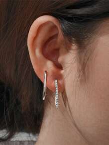 4 Pcs/Set 925 Sterling Silver Hoop Earring Set Multi Size Earring Set Suitable For Women Daily Fashion Jewelry - Gold - View 6