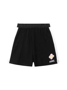 Annil Tween Girls' Summer Loose Breathable Elastic Sports Casual Shorts - Black - View 1