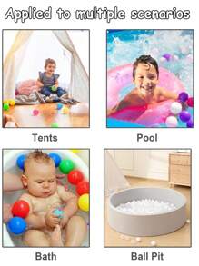 80顆充實的2.16英寸塑料球,適合幼兒、嬰兒和兒童在游泳池、圍欄、帳篷和生日派對中玩耍 - 白透色 - 查看 5