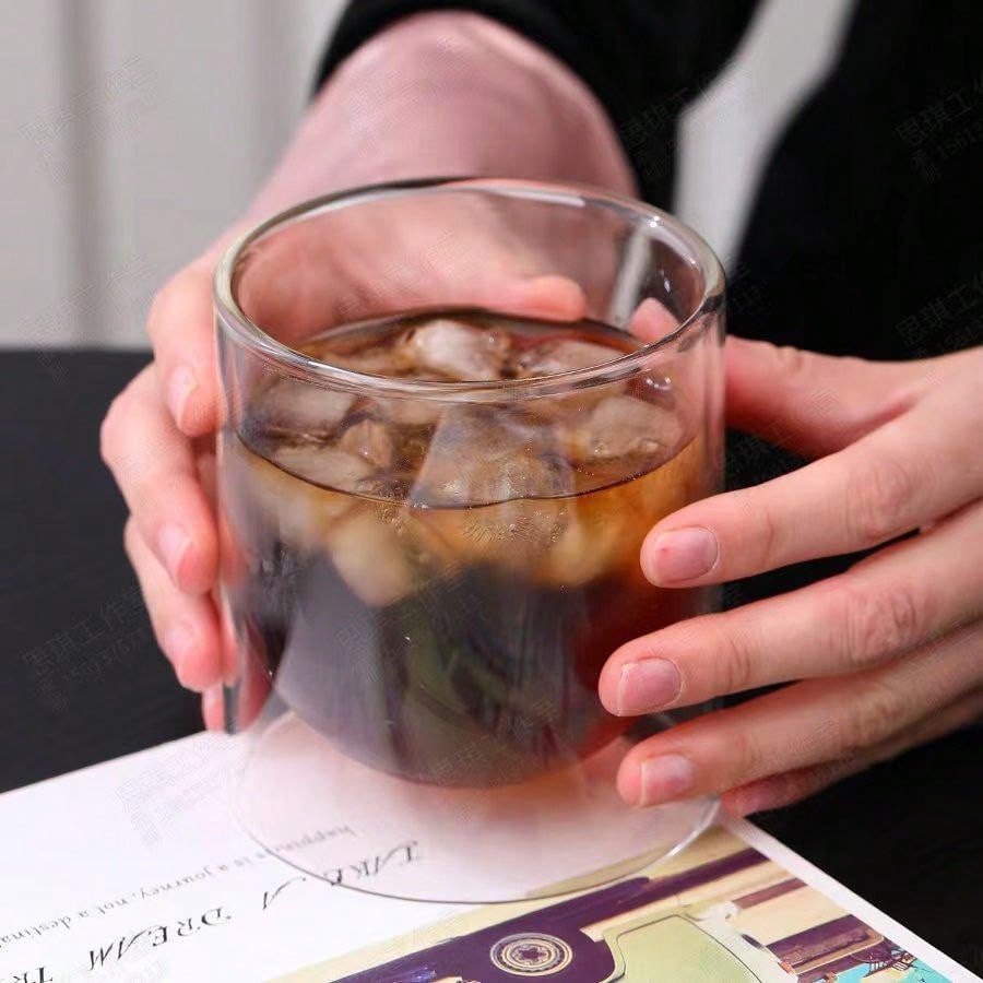 2pcs Double Layer Heat & Cold Resistant Reversible Tea Glass, Whiskey