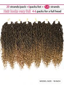 6包彎曲的人造毛髮鉤針辮,18英寸女神辮鉤針辮嬉皮辮合成辮,波西米亞風格的頭髮延伸(14英寸,18英寸,22英寸,6包裝,t1b/27) - 彩色 - 查看 2