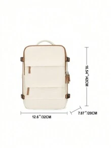 Mochila De Viaje Para Mujer, Mochila Para Computadora De Gran Capacidad, Bolsa De Equipaje Ligera Para Viajes De Negocios A Corta Distancia, Adecuada Para Abordar - Beis - Ver 3