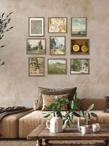 9 Retro Phong cảnh Treo tranh In hoa Nghệ thuật trừu tượng Bức tranh Nhà nông Hoa In Trái cây Chanh tranh sơn dầu Áp phích Tiếng Pháp Quốc gia Rustic Treo tranh Bắc Âu Áp phích Phòng khách Trang trí Khung trang trí - Nhiều màu - Xem 1