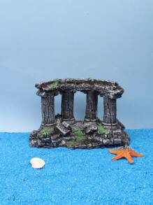 1pc Aquarium Decor Resin Ornament, Roman Column Castle Landscape