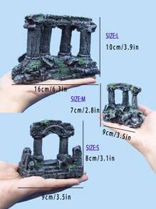 1pc Aquarium Decor Resin Ornament, Roman Column Castle Landscape
