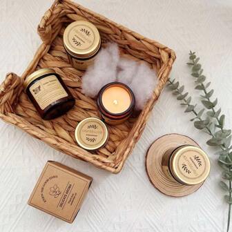 棕色杯玻璃罐蜡烛，送给女性朋友的最佳礼物，送给母亲的礼物，送给女朋友妻子的礼物，送给父亲女儿儿子的礼物，圣诞礼物，大豆油蜡烛