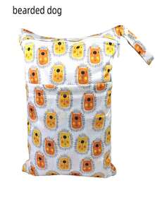 1個大容量卡通印花可重複使用的尿布袋,帶雙拉鍊口袋,方便攜帶的儲物袋,適用於嬰兒尿布 - 藏藍色動物世界 - 查看 8