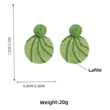 歐美誇張設計的彩色草織和編織金屬線耳環,高端風格和多才特色 - 咖啡 - 查看 3