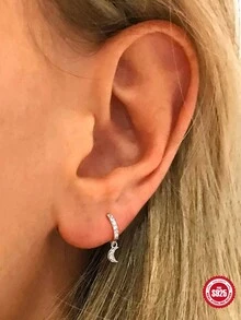 1 对 925 纯银不对称锆石耳环 - 銀色 - 查看 1