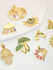 2入組時尚黃金系列吊墜,適合女性製作金色耳環項鍊,適用於聖誕節 - 金色 - 查看 2