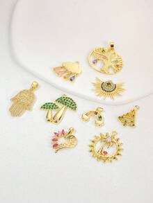 2入組時尚黃金系列吊墜,適合女性製作金色耳環項鍊,適用於聖誕節 - 金色 - 查看 1