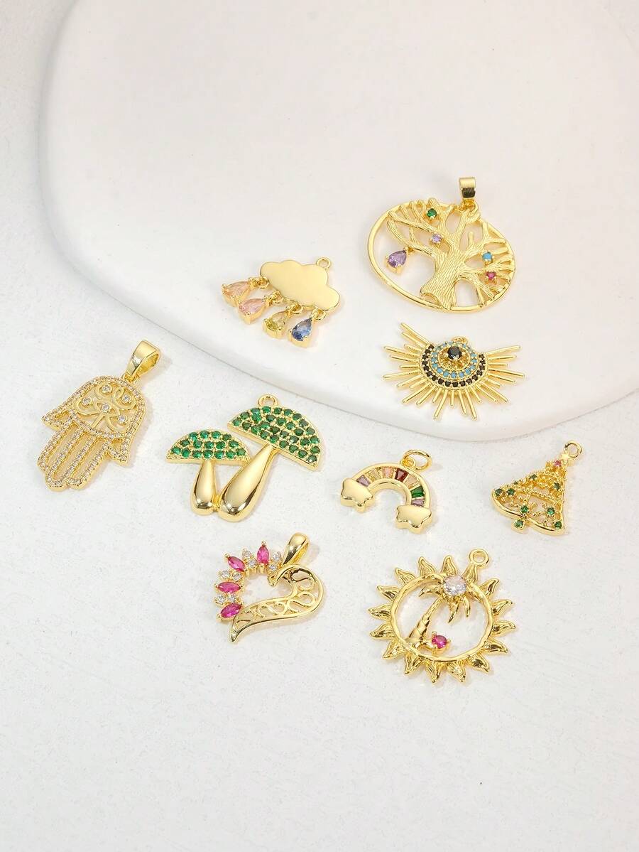 2入組時尚黃金系列吊墜,適合女性製作金色耳環項鍊,適用於聖誕節 - 金色 - 查看 1