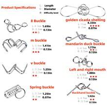 1 Set Of 9 Linked Metal Puzzle Rings, Made Of Iron, 18 X13.5cm, Brain Teaser Toy, Party Gift - Silver - View 2