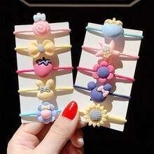 20入組可愛的毛絨球裝飾髮帶,多色彈性髮箍馬尾夾,適用於幼兒寶寶女孩髮飾